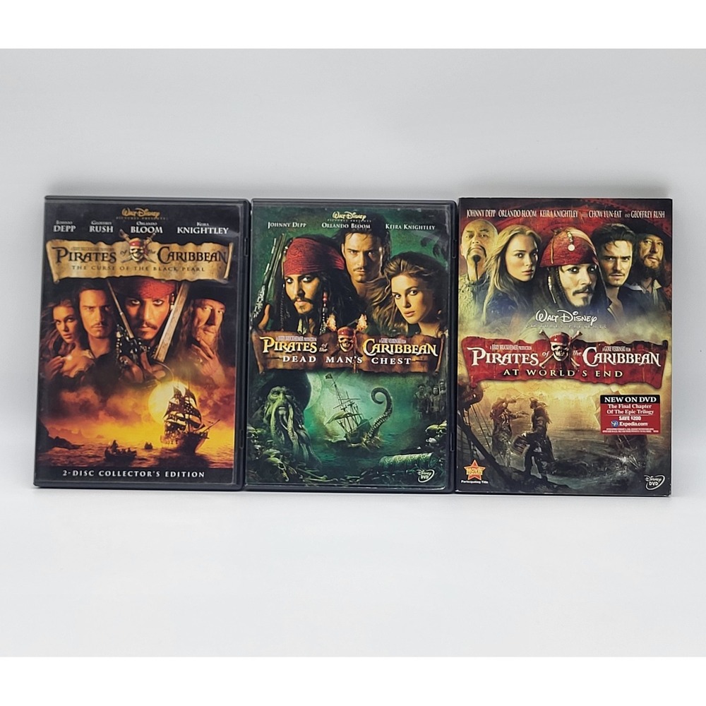 Pirates of the Caribbean Trilogy DVD Lot Black Pearl Dead Man's Chest 3 Movies
